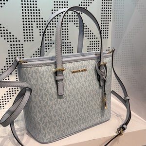 Michael Kors Jet Set Travel XS Carryall Tote Top Zip Tote Pale Ocean